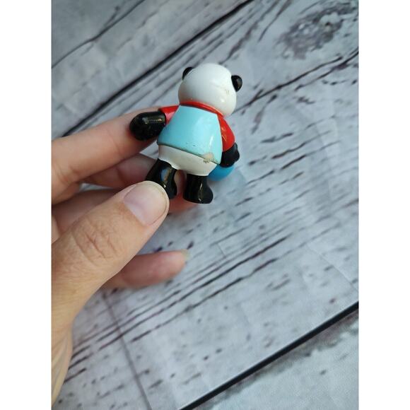 Ganz Webkinz Figurine Plastic Panda Bear Blue Bowling Ball Brown Teal Shirt - Picture 3 of 5